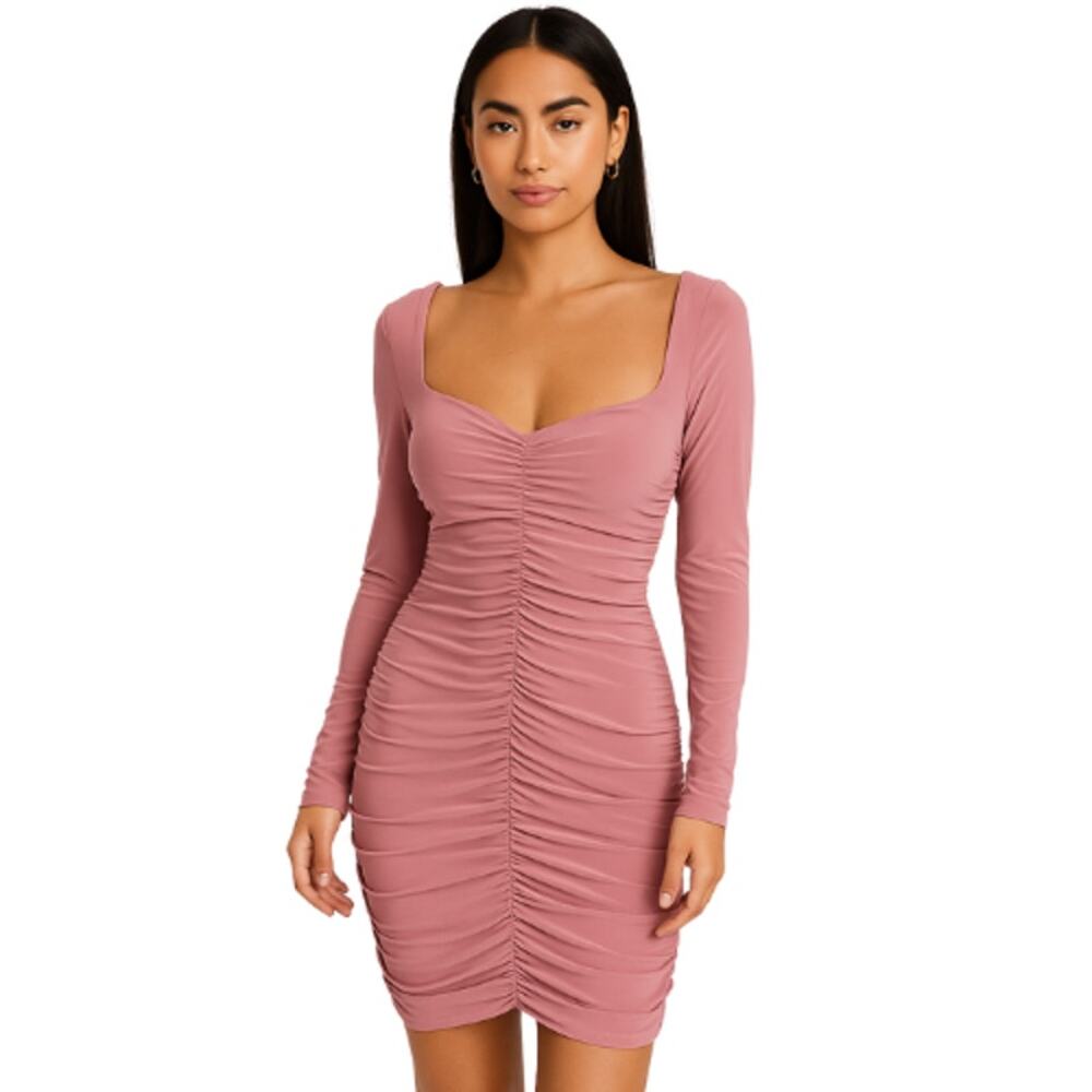 Superdown Gemma Ruched Long Sleeve Mini Dress in Lilac – EUC Size XS